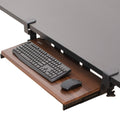 Large Clamp-on Computer Keyboard and Mouse Under Desk Slider Tray, 27 x 11 inch Pull Out Platform Drawer, Dark Wood
