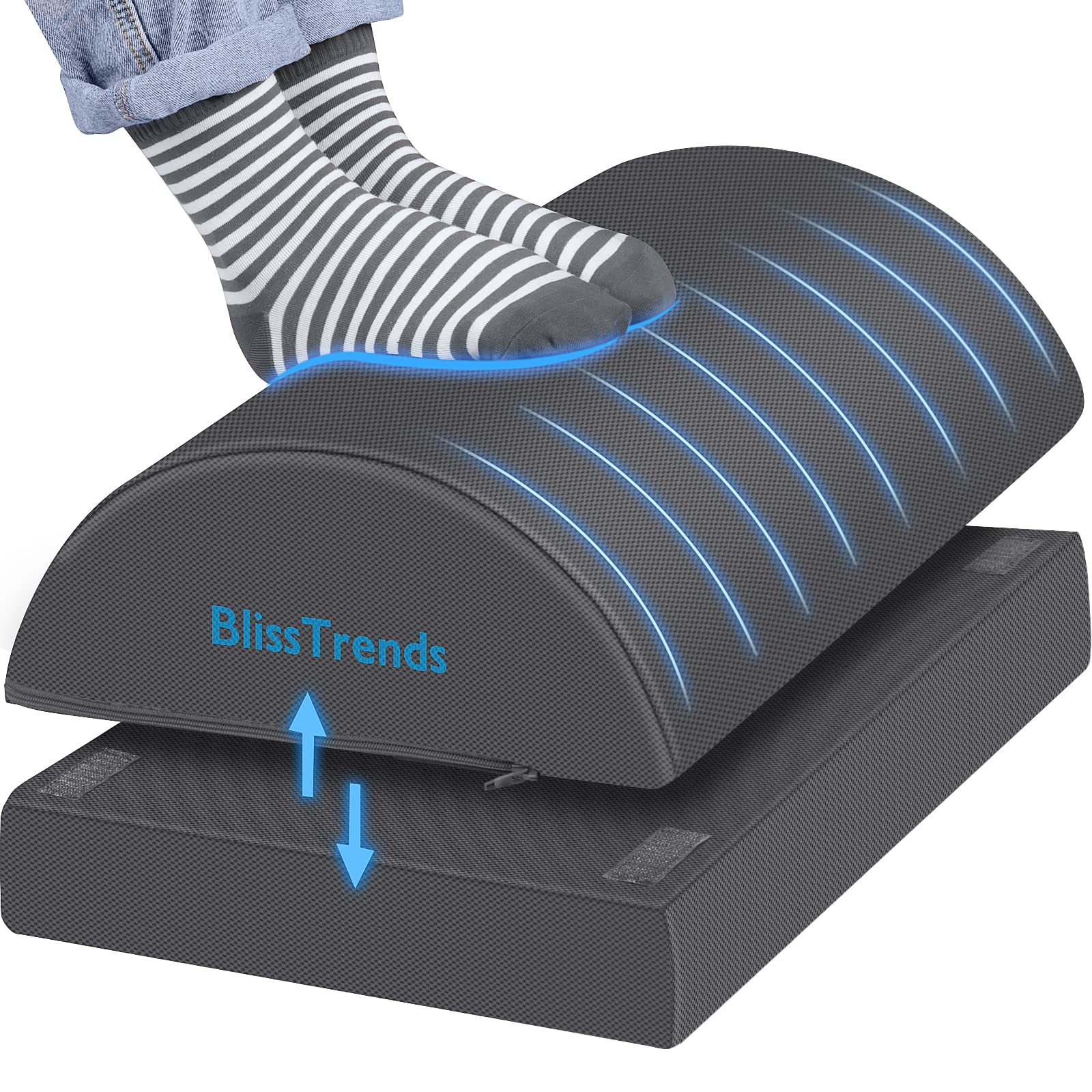 Foot Rest for Under Desk at Work-Versatile Foot Stool with Washable Cover-Comfortable Footrest with 2 Adjustable Heights for Car,Home and Office to Relieve Back,Lumbar,Knee Pain-Gray