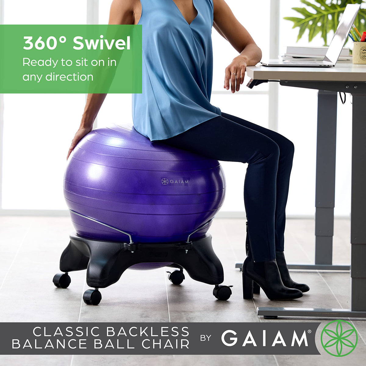 Classic Backless Balance Ball Chair, Charcoal