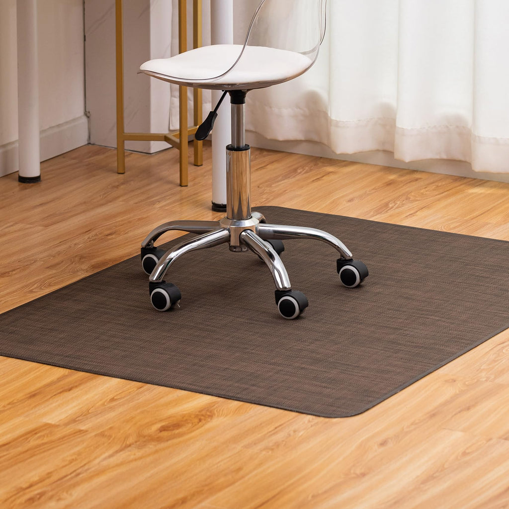 Office Chair Mat for Hardwood Floor Under Desk Computer Rolling Chair Mat for Wood/Tile Floor Non-Slip Heavy Duty Desk Rug PVC Plastic Hard Floor Protector 36" x 48"(Coffee)