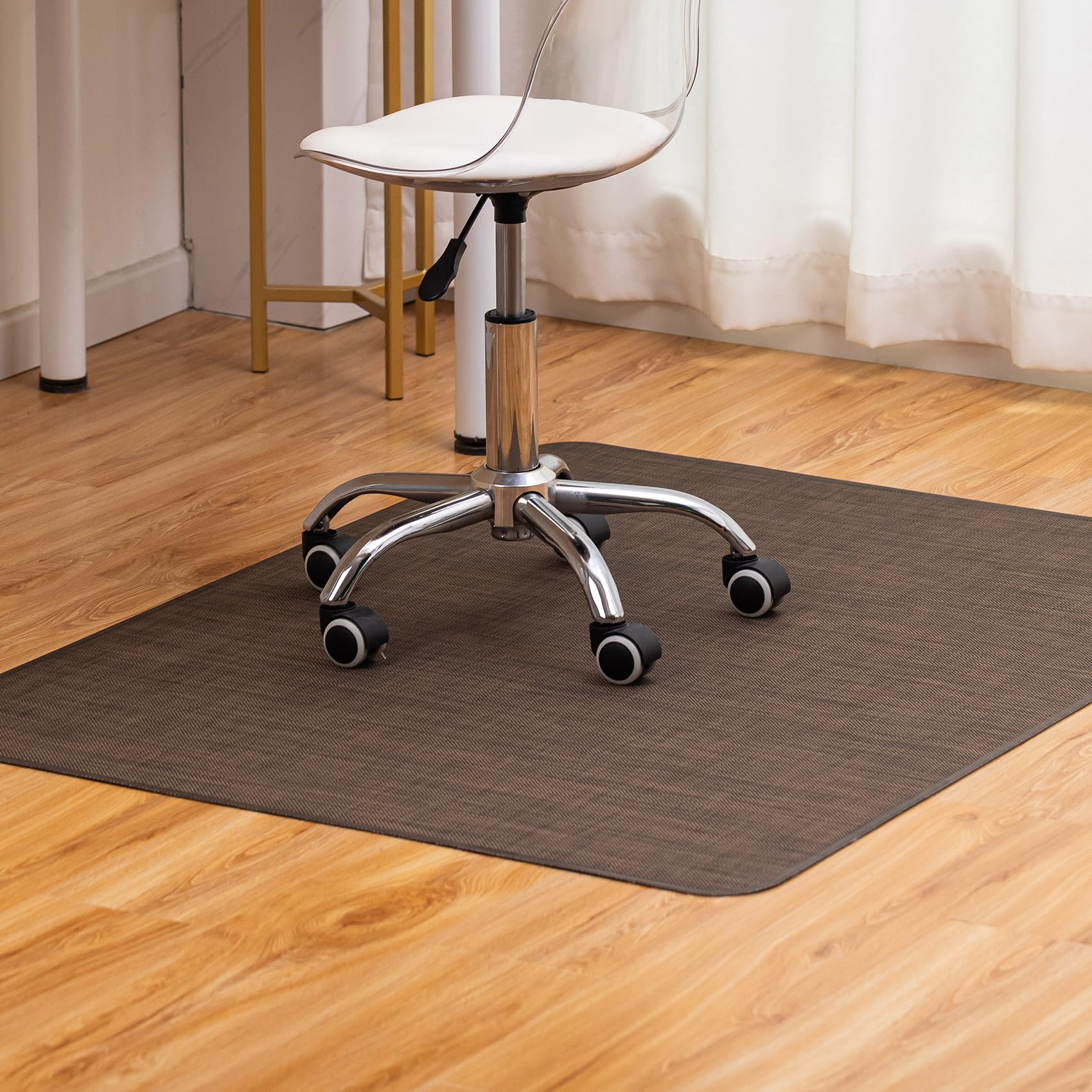 Office Chair Mat for Hardwood Floor Under Desk Computer Rolling Chair Mat for Wood/Tile Floor Non-Slip Heavy Duty Desk Rug PVC Plastic Hard Floor Protector 36" x 48"(Coffee)