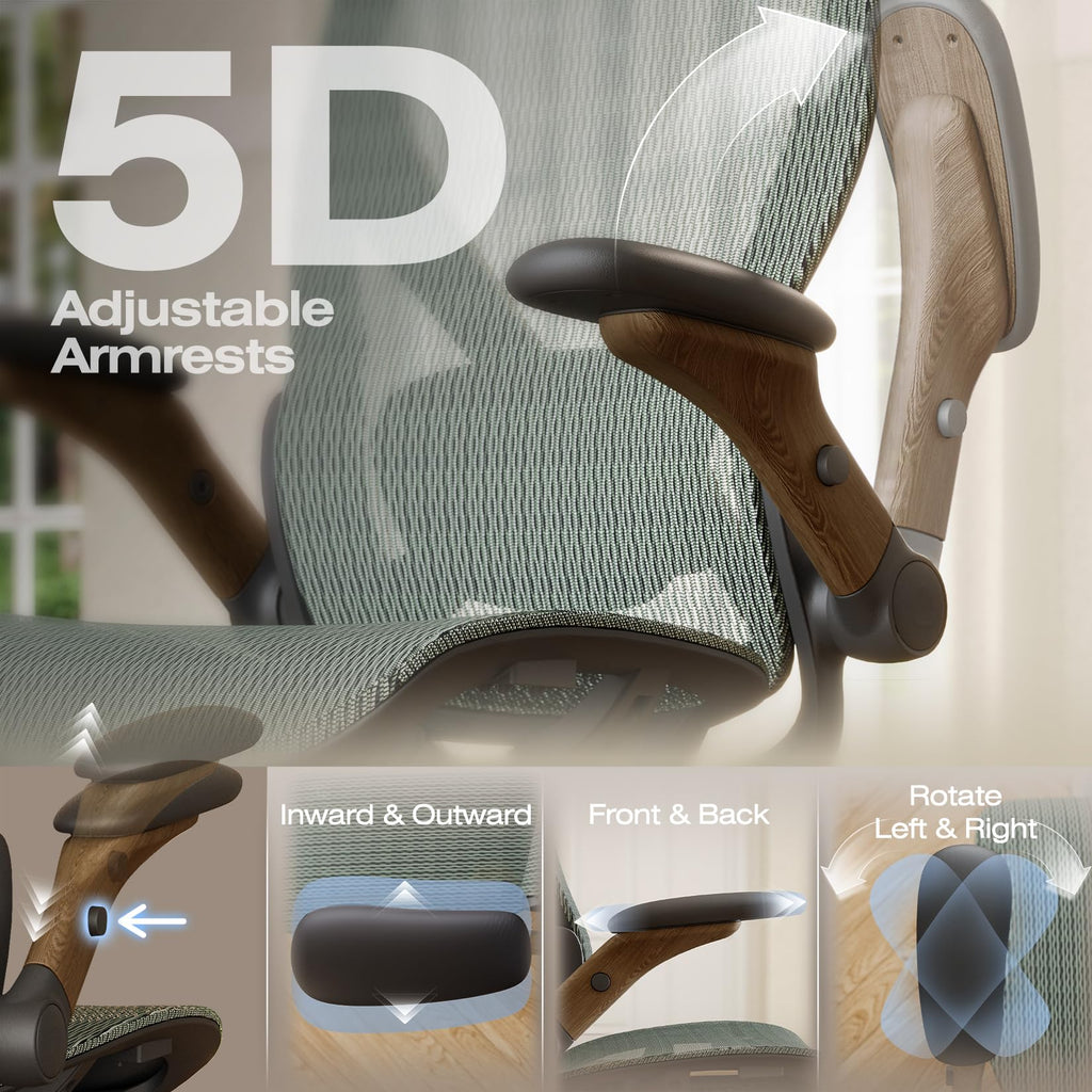 X100 Ergonomic Mesh Office Chair with Footrest, Big and Tall Hone Desk Chair with 5D Flip-Up Arms, Adjustable 3D Lumbar Support,Gaming & Executive Computer Chairs