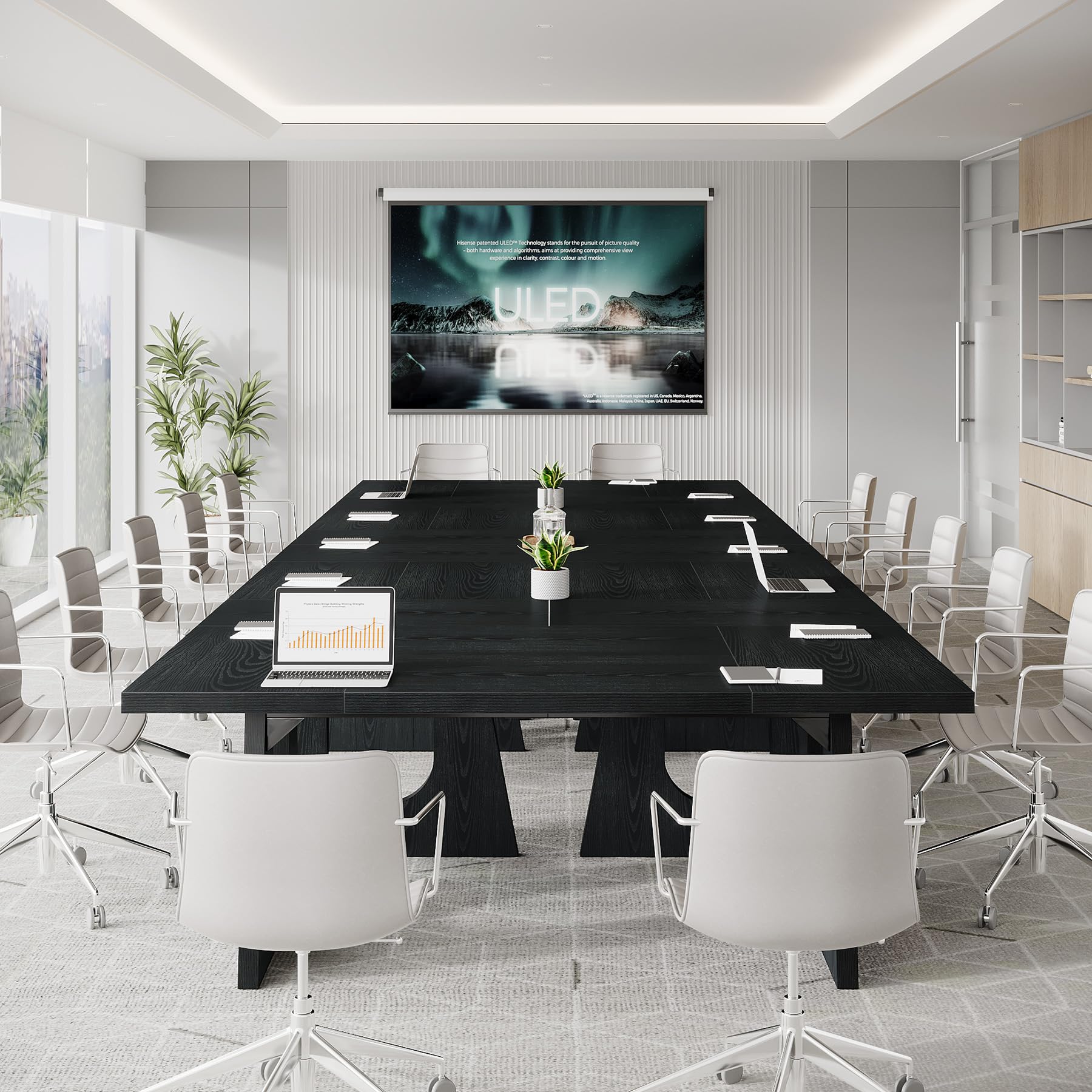 70.86" Rectangular Conference Table for 6-8 (Black)