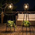 2 Pack Solar Lights with Plant Stand, Outdoor Floor Lamp, Waterproof Solar LED Edison Bulb Floor Lamps for Patio Porch Deck Yard Garden Decor