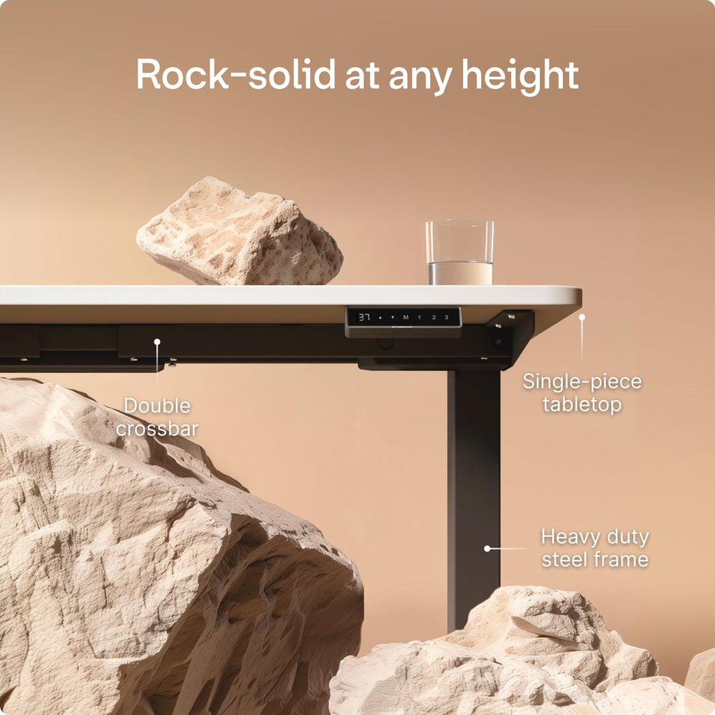 Standing Desk 54x28 — Made in Europe, Ergonomic Sit Stand Home Office Desk, Electric Height Adjustable, Dual Motor, USB & USB-C Charging, Wobble-Free, Touchscreen, 3 Memory Presets