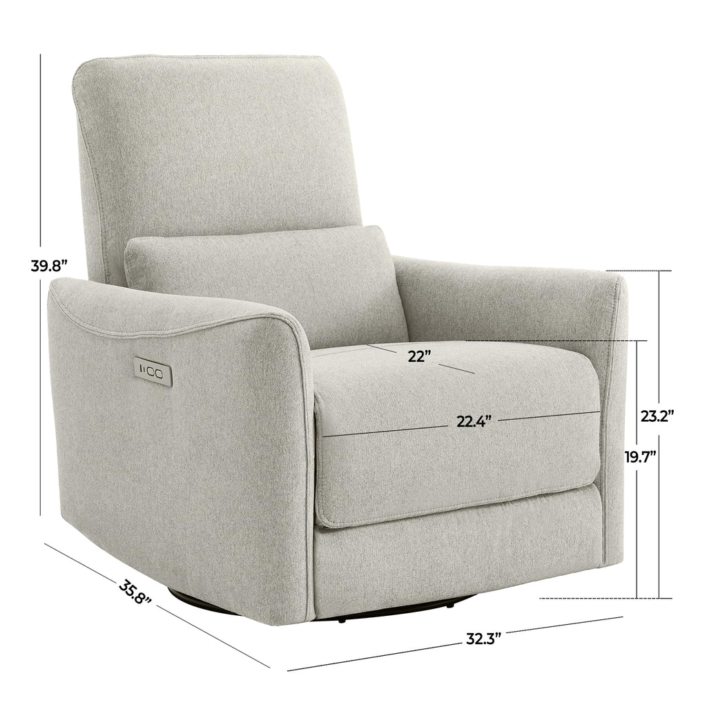 Power Recliner Chair Swivel Glider, FSC Certified Fabric Living Room Nursery Reclining Sofa Chair with Lumbar Support, Dove Grey