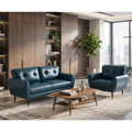 Sofa Couch 61" Small Loveseat Couches for Living Room Leather Couch Mid Century Modern Tufted Mini Sofa Comfy Office 2 Seat Settee Love Seat Small Couches for Spaces Bedroom (2, Blue)