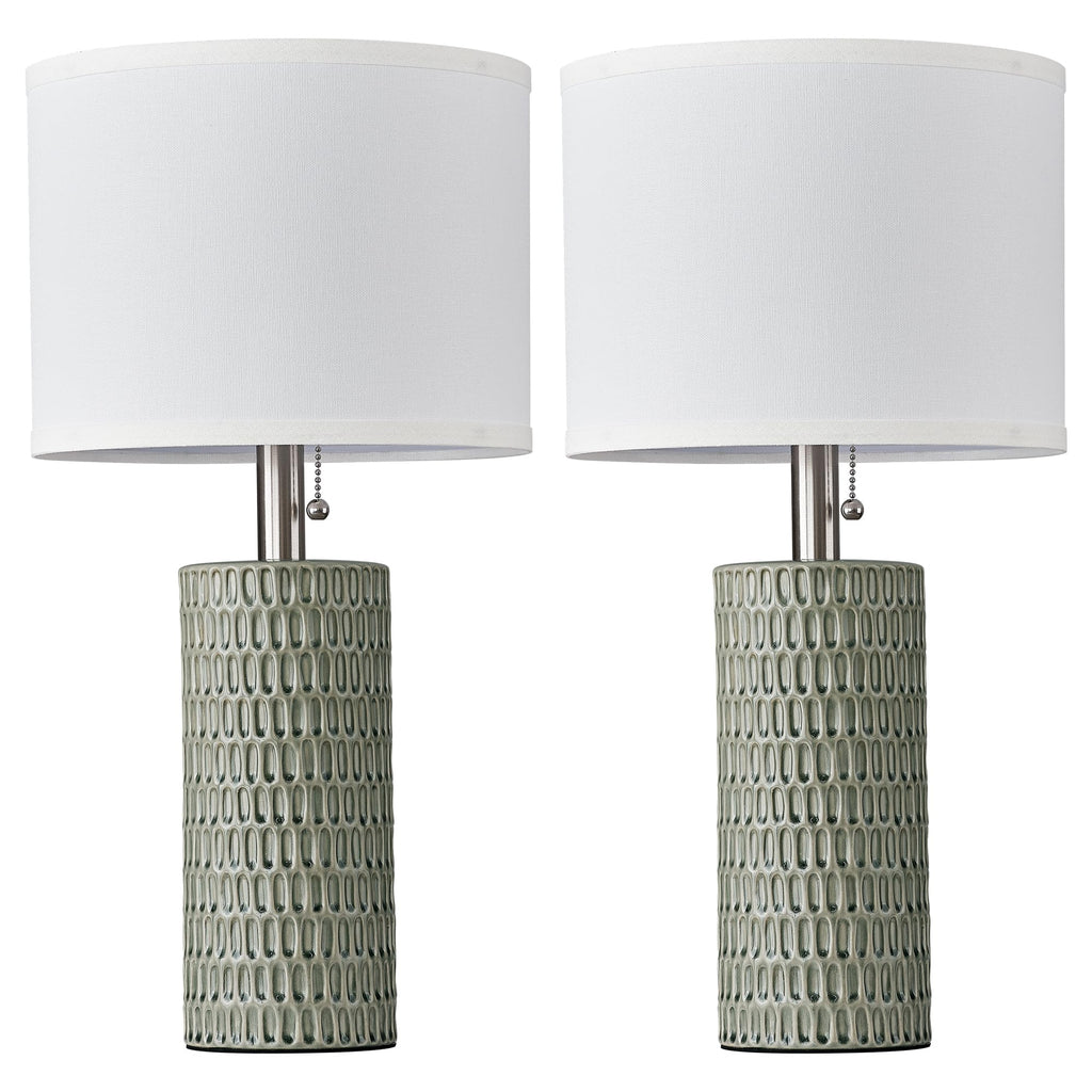 Modern Table Lamps Set of 2, Bedside Lamps for Nightstands, Green