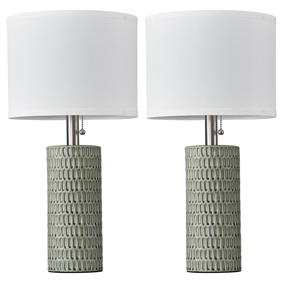 Modern Table Lamps Set of 2, Bedside Lamps for Nightstands, Green