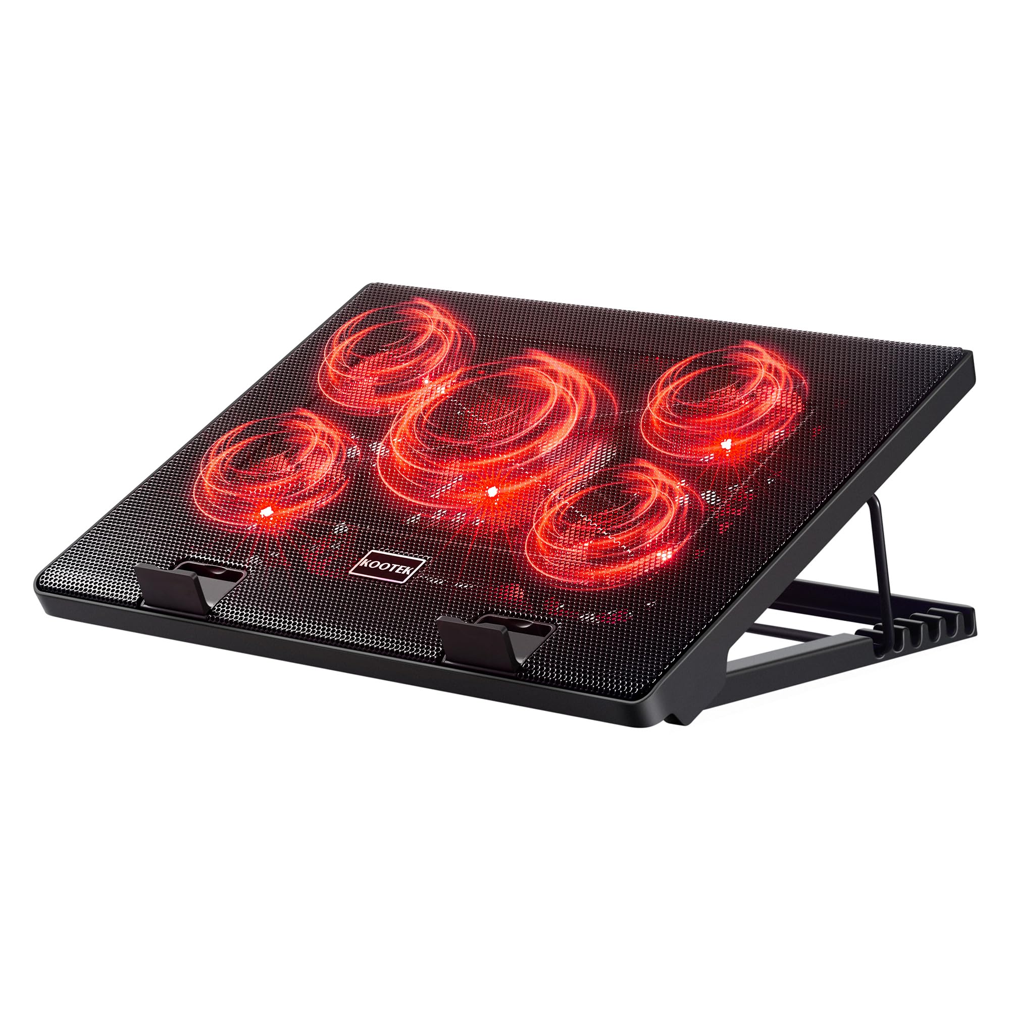 Laptop Cooling Pad, Laptop Cooler with 5 Quiet Fans for 12"-17" Computer PC Notebook Gaming Laptop Fan, Height Adjustable Laptop Cooling Stand Laptop Accessories, Red