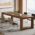 7 ft Conference Table for 6 to 8 People, Modern Rectangle Meeting Room Desk for Boardroom, Home Office (1, Brown)