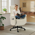 Ergonomic PU Leather Recliner Chair with Footrest, Electric Executive Office Chair for Home Office, Adjustable Seat Height and Backrest, 330 lbs Capacity, Beige