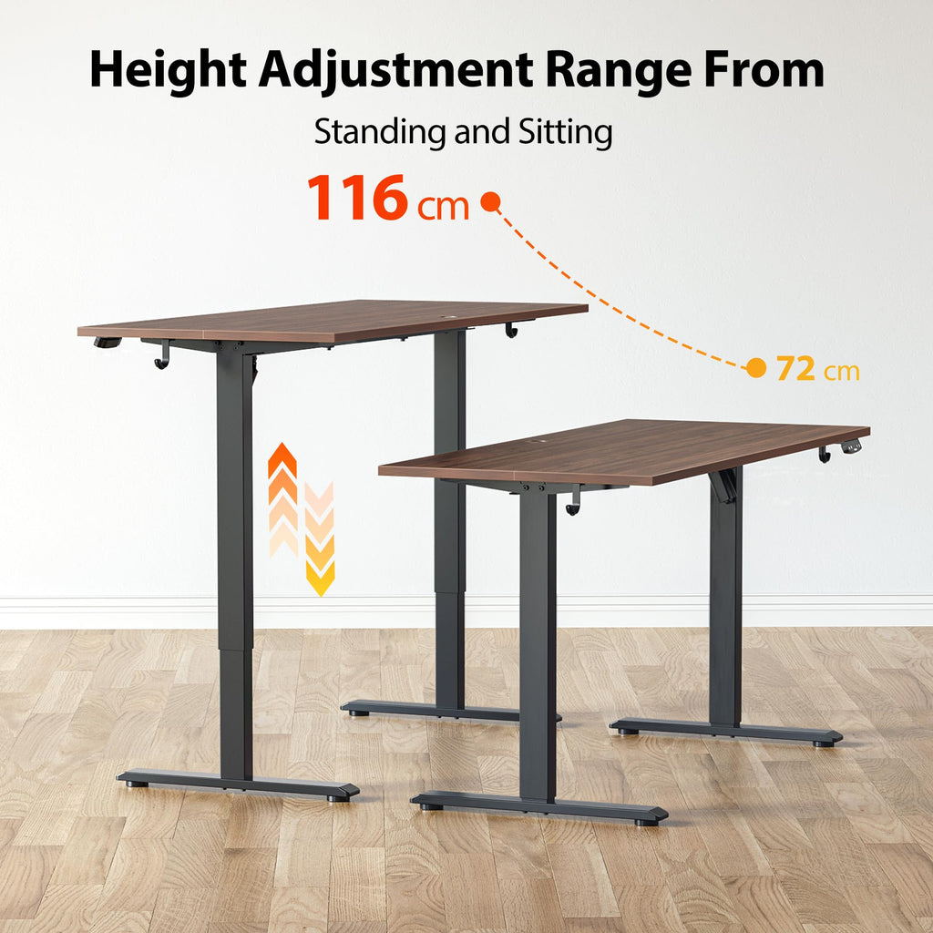 60*24 Inch Height Adjustable Electric Standing Desk, Dark Walnut