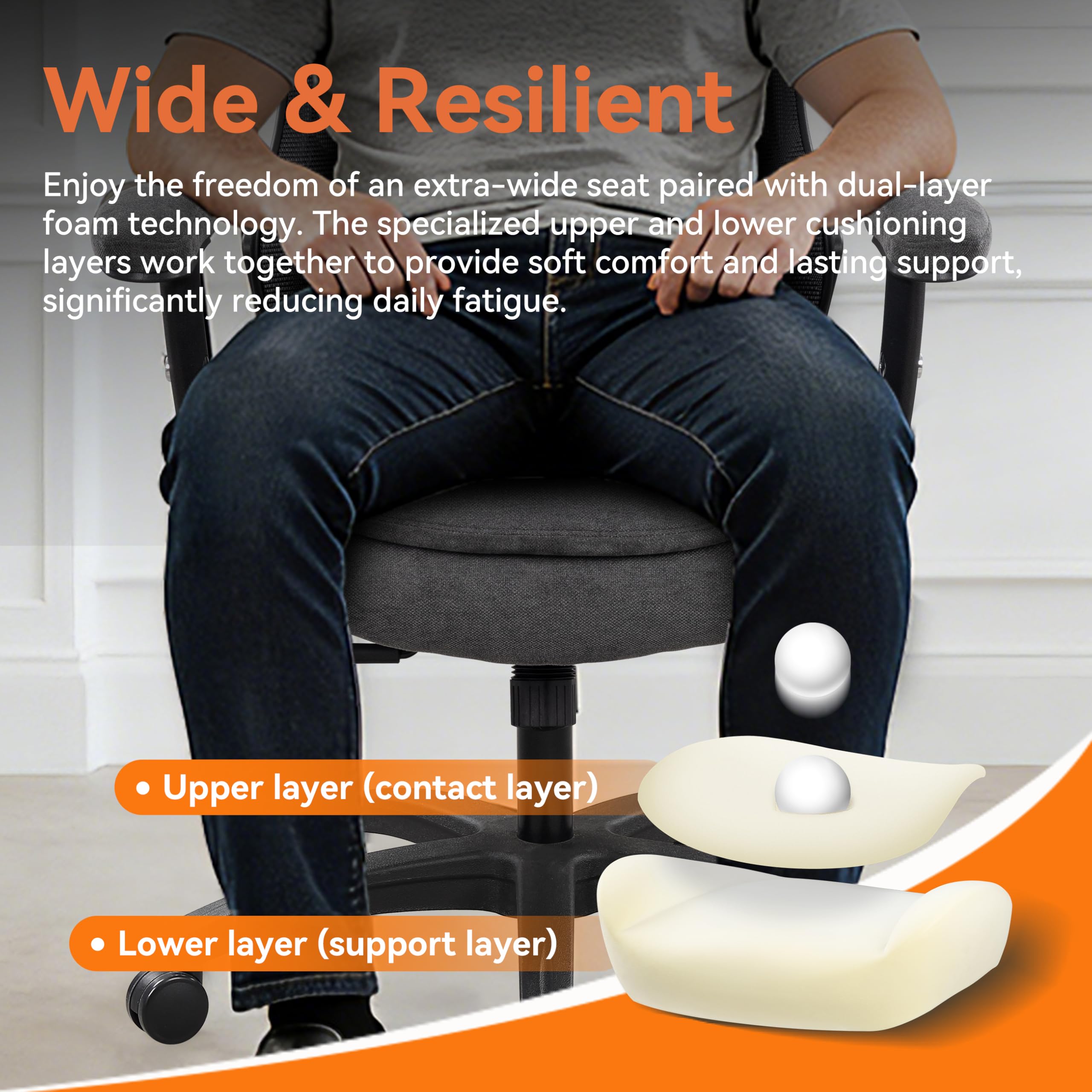 Big and Tall Office Chair 500lbs Heavy Duty Ergonomic Mesh Desk Chair with 23.6" Extra Wide Seat, 29.5" High Back, Adjustable Lumbar Support & Flip-Up Arms for Large Body Types (Dark Gray)