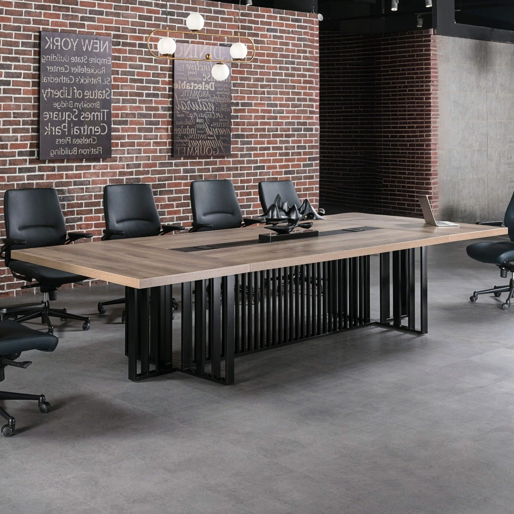 10.5ft Large Conference Table - 2" Thick Top & Metal Grid Base | Easy Assembly | Cable Management | Commercial Office Desk, Modern Executive Meeting Table for Office (10-20 People)