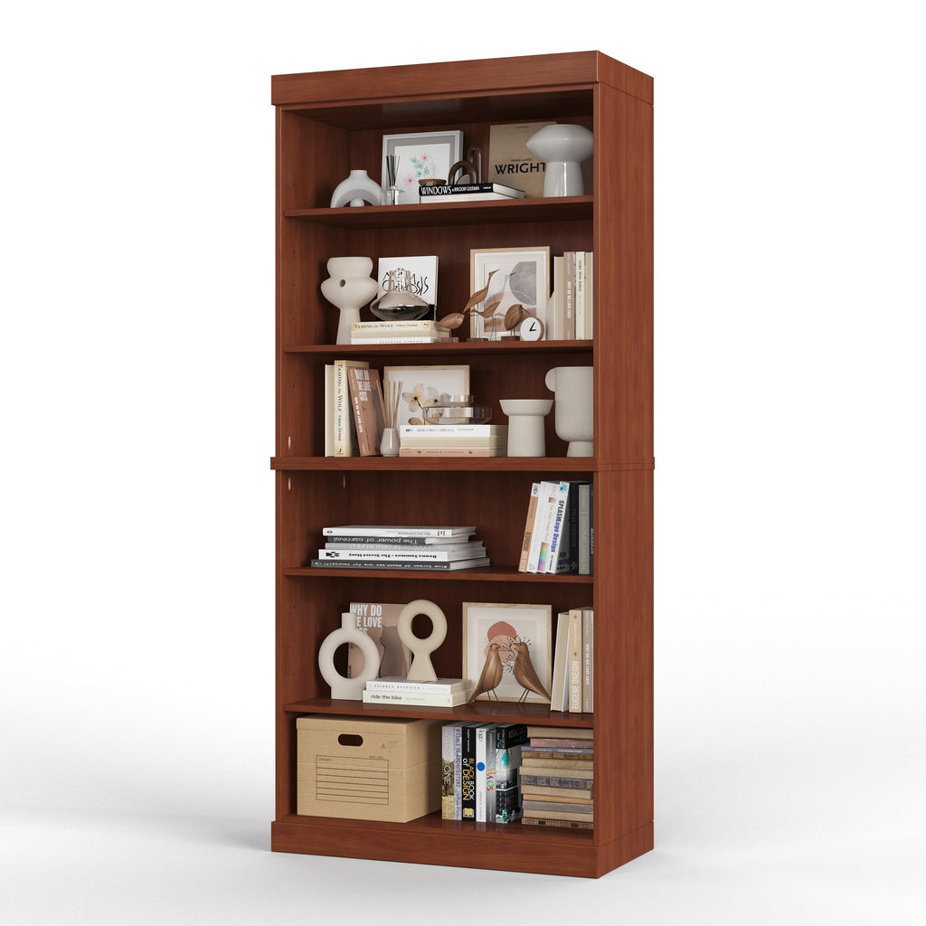 Solid Wood Bookcase – Stackable Modular 6-Tier Bookshelf - 71.5" Tall x 32" Wide – Mocha, Open Display Shelf for Living Room, Office, Renewable 100% Eco-Friendly Wood, Made in Brazil