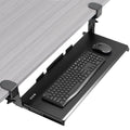 Large Height Adjustable Under Desk Keyboard Tray, C-clamp Mount System, 27(33 Including Clamps) x 11 inch Slide-Out Platform for Typing, Black
