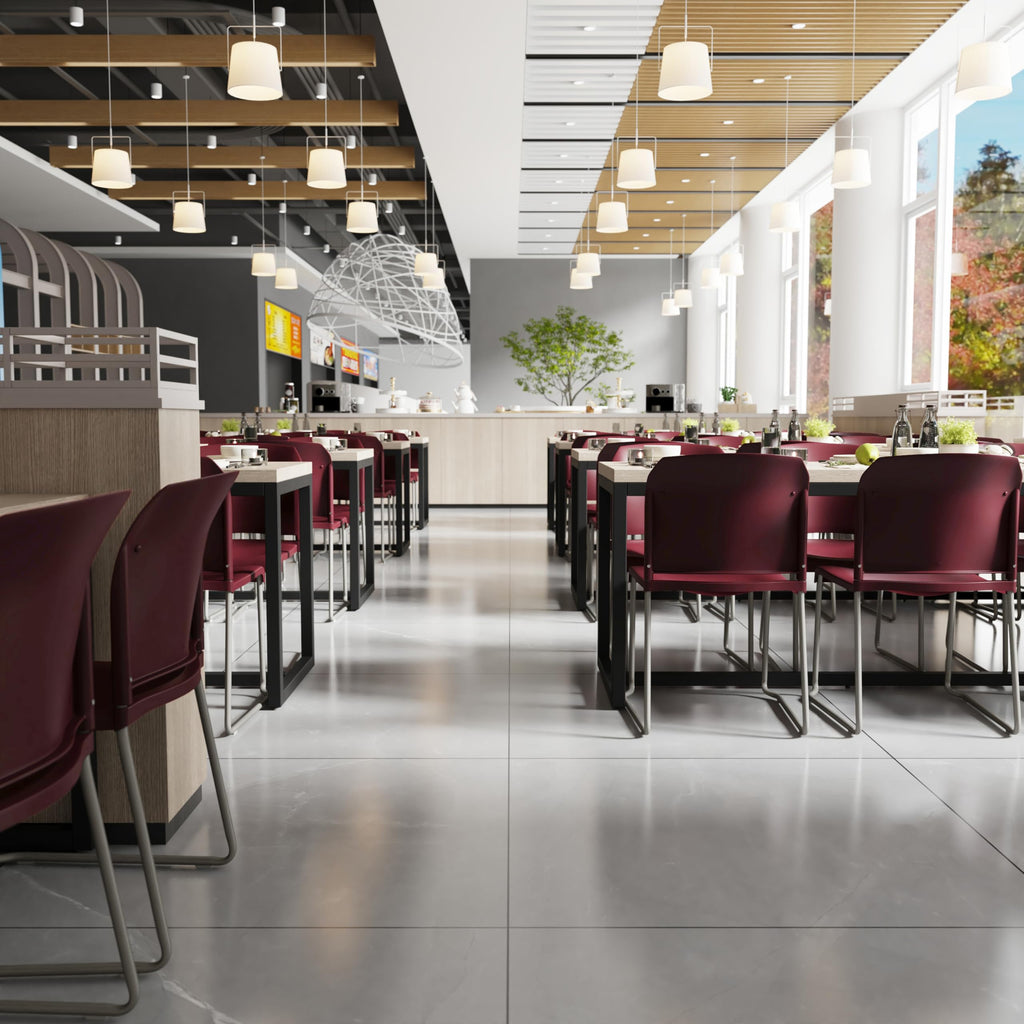 HERCULES Series 880 lb. Capacity Burgundy Full Back Contoured Stack Chair with Gray Powder Coated Sled Base