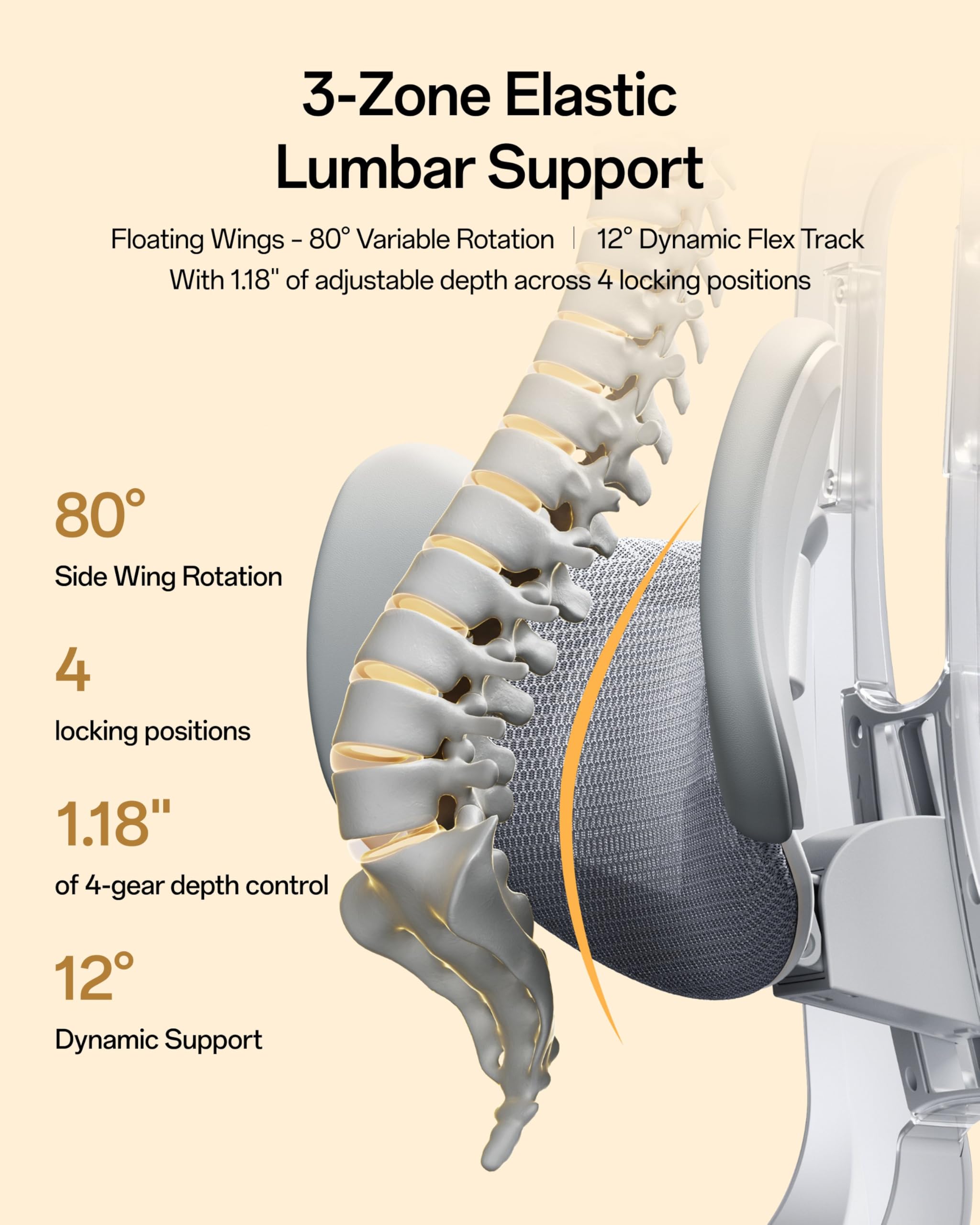 E3 Air 2026 Ergonomic Office Chair, 3-Zone Lumbar Support, Comfy Home Office Chair with Auto Recline, 4D Headrest & Armrests, 140° Tilt for Work & Relax, Grey