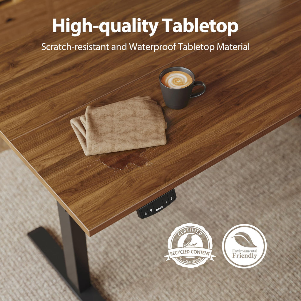 63*24 Inch Height Adjustable Electric Standing Desk, Dark Walnut