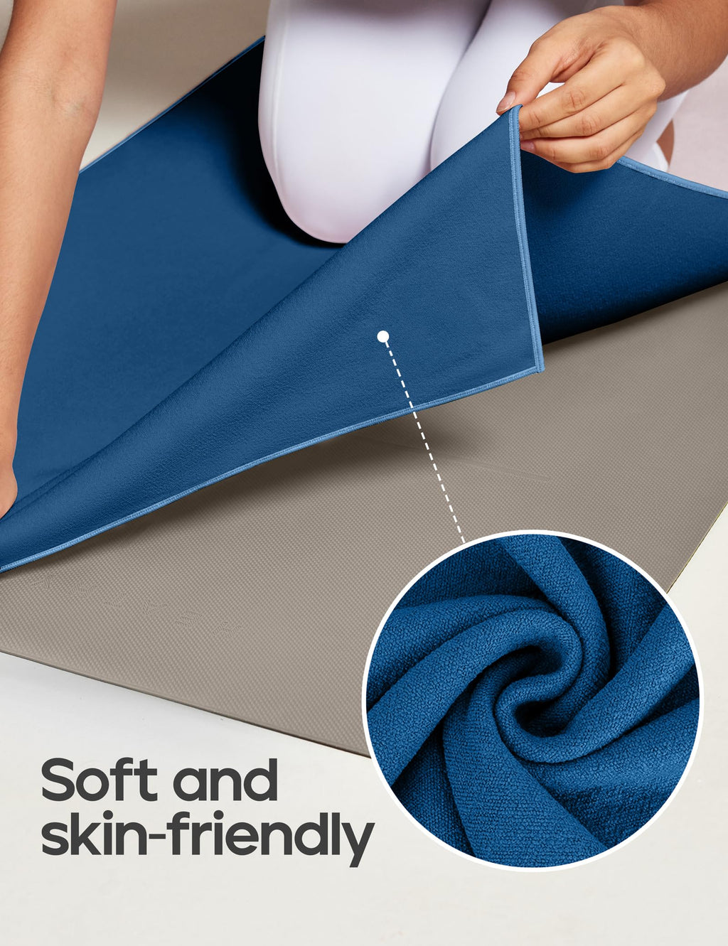 Yoga Mat Towel Non Slip for Hot Yoga Towel with Silicone Grip & Free Spray Bottle, 72"X26" Extra Large Microfiber Yoga Towel for Bikram, Pilates, Fitness (Blue)