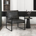 Modern Accent Chair, Faux Leather Upholstered Chair With Wrapped Armrests,Arm Chair With Black Metal Frame,Comfy Single Chair For Living Room/Bedroom/Reading Room/Office,Dark Brown