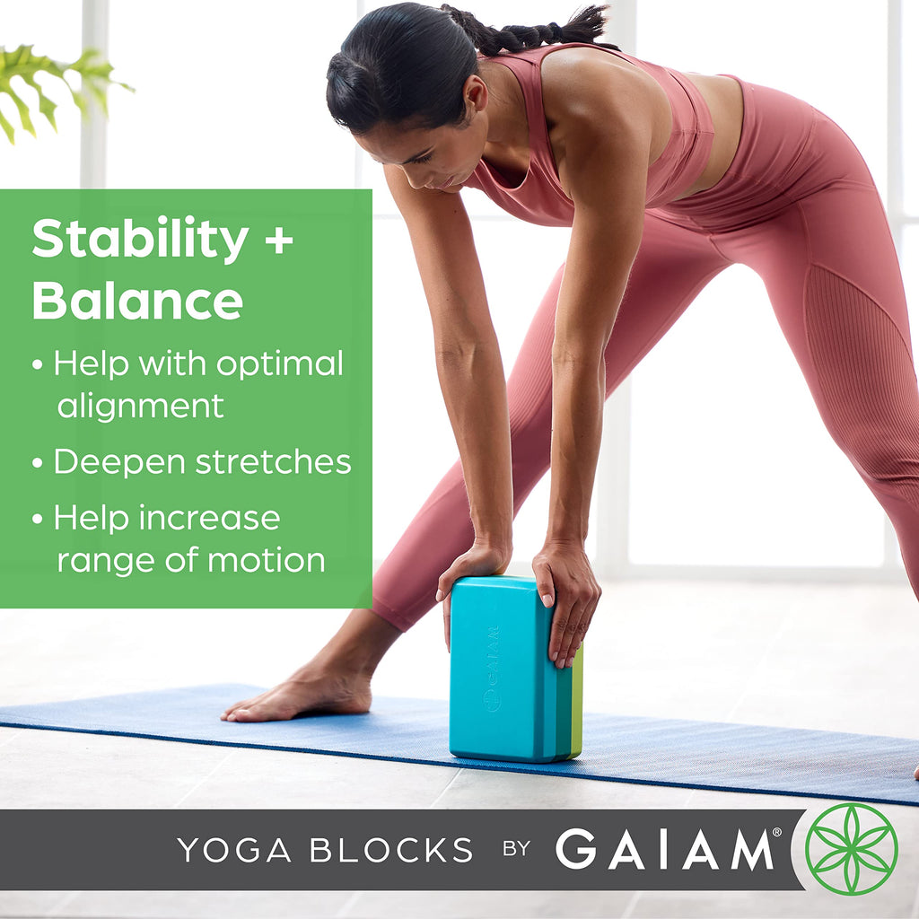 Yoga Block, EVA Foam for Balance & Stretch (2 Blocks, Lagoon)