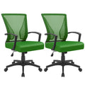 (2, Green) Office Chair Ergonomic Computer Desk Mesh Chair Mid Back Swivel Lumbar Support with Armrest