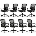 Ergonomic Office Chairs Set of 8, Mesh Conference Room Chairs, Swivel Computer Desk Chair with Wide Seat Cushion, Height Adjustable and Rocking Tilt for Home Office
