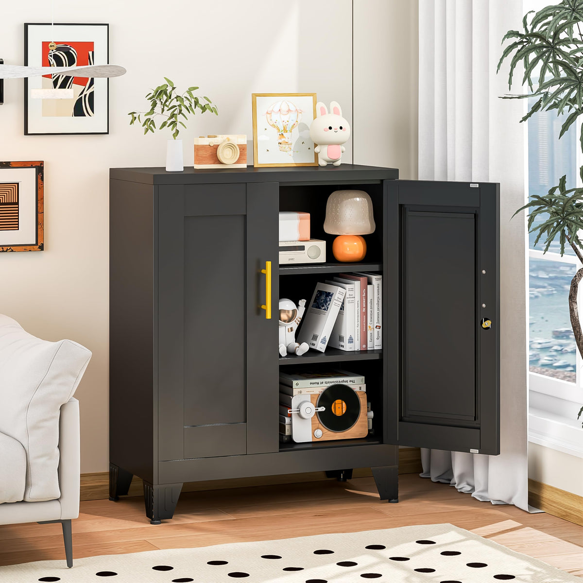 Black Metal Storage Cabinet, 36" Steel Locking Cabinets