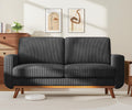 68" Loveseat Sofa Black, Comfy Corduroy Couch with Spring Cushion and Solid Wood, Modern Extra Deep Seat for Bedroom, Living Room, Office