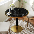 hausway 31.5" Tulip Table,Round Kitchen Dining Table for 2-4 with Thick Sintered Stone Top,Titanium Golden Pedestal Base,Heat-Resistant,Bistro Table for Dining Room,Café,Small Space（Inky Axis）