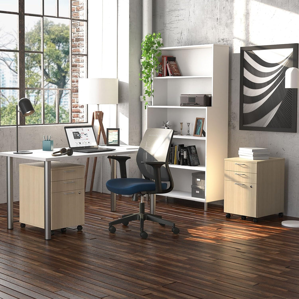 3-Drawer Vertical File Cabinet, Letter & Legal Size Documents, Lockable & Mobile, 21.3" D x 15.6" W x 24.3" H, Natural