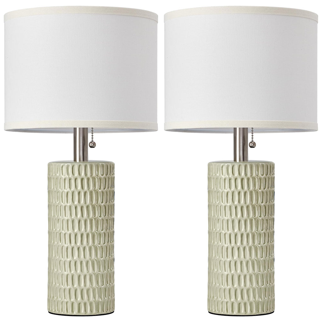 20” Modern Table Lamps Set of 2, Lamps for Bedroom, Light Green