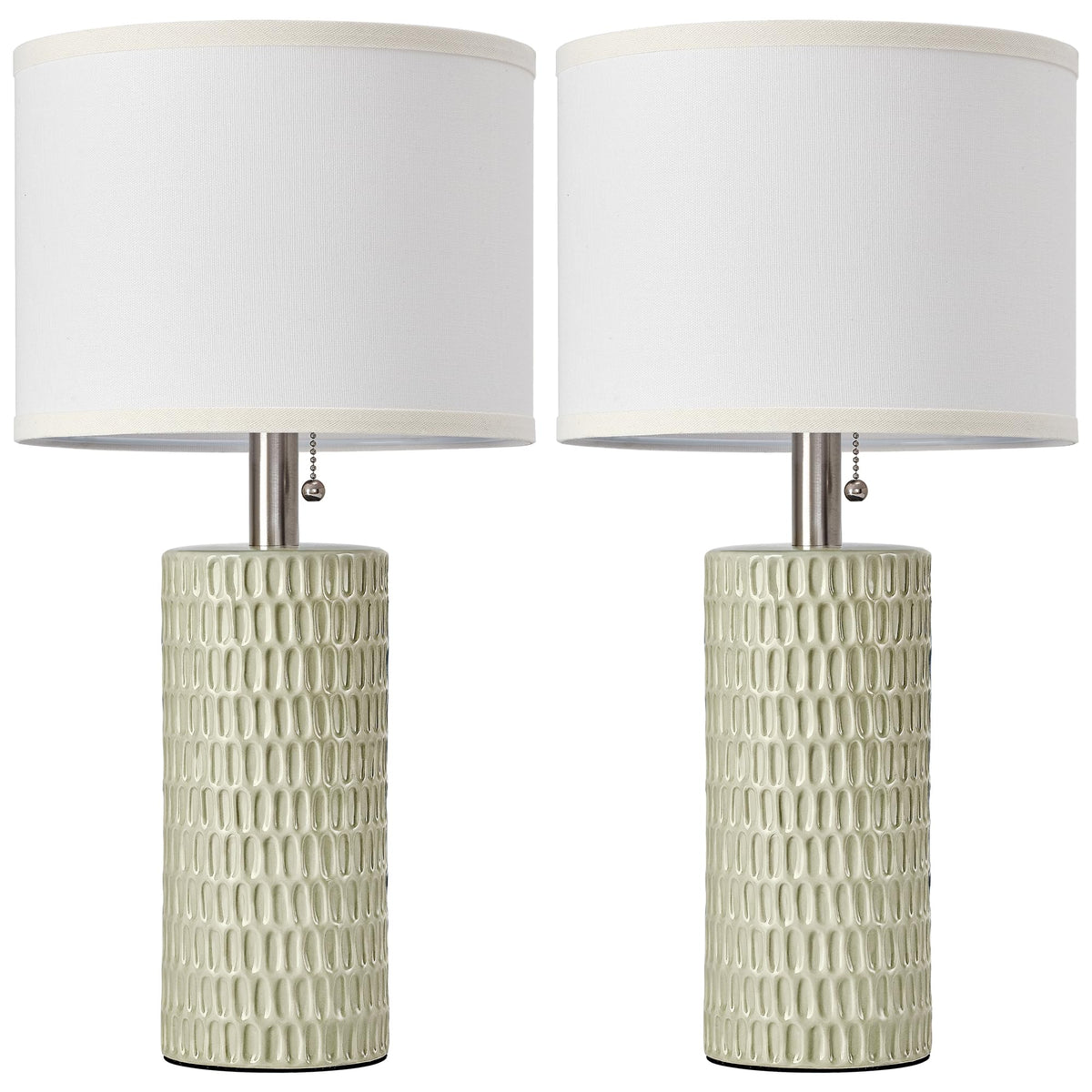 20” Modern Table Lamps Set of 2, Lamps for Bedroom, Light Green