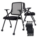 20 Pack Stackable & Foldable Conference Room Chairs with Lumbar Support, Armrest - Ergonomic Mesh Bouncing Back for Office Meeting, Conference, Reception and Training Room Chair
