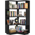 Corner Book Shelf - 5-Shelf L Shaped Corner Bookshelf with Baffle