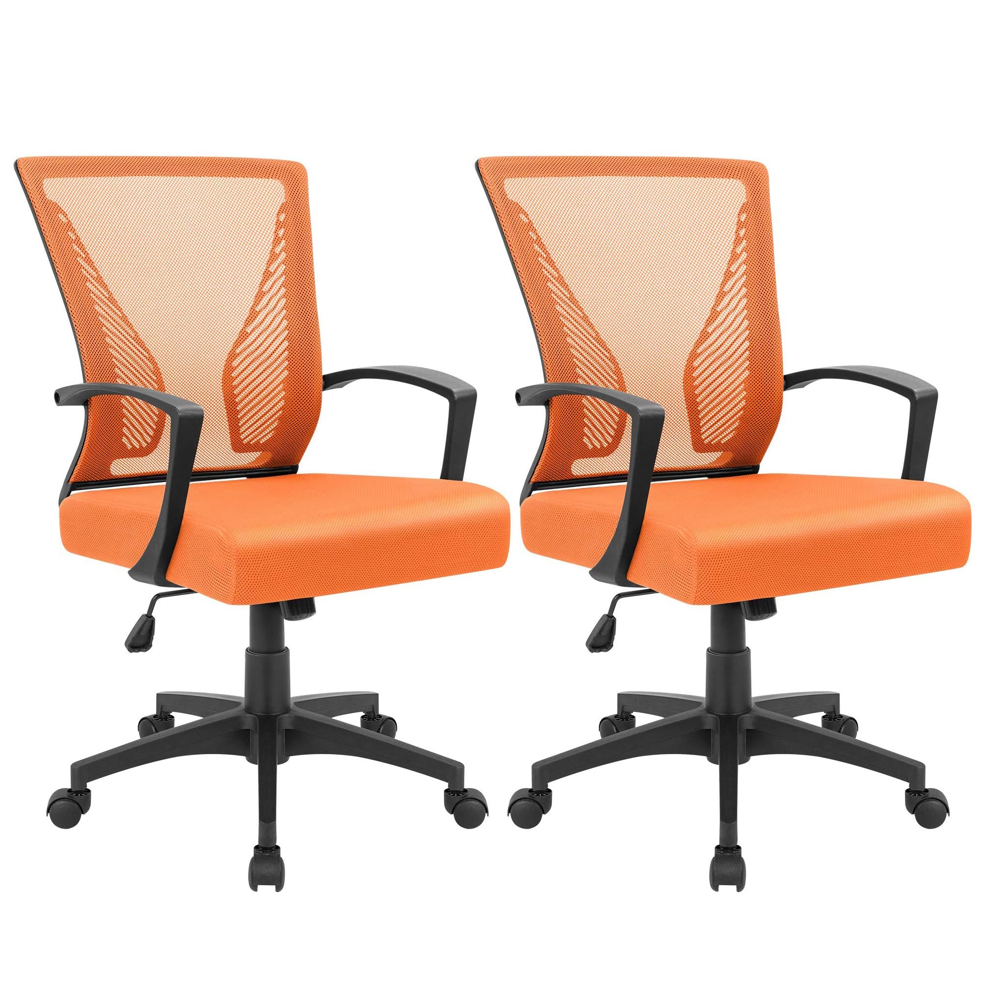 (2, Orange) Office Chair Ergonomic Computer Desk Mesh Chair Mid Back Swivel Lumbar Support with Armrest