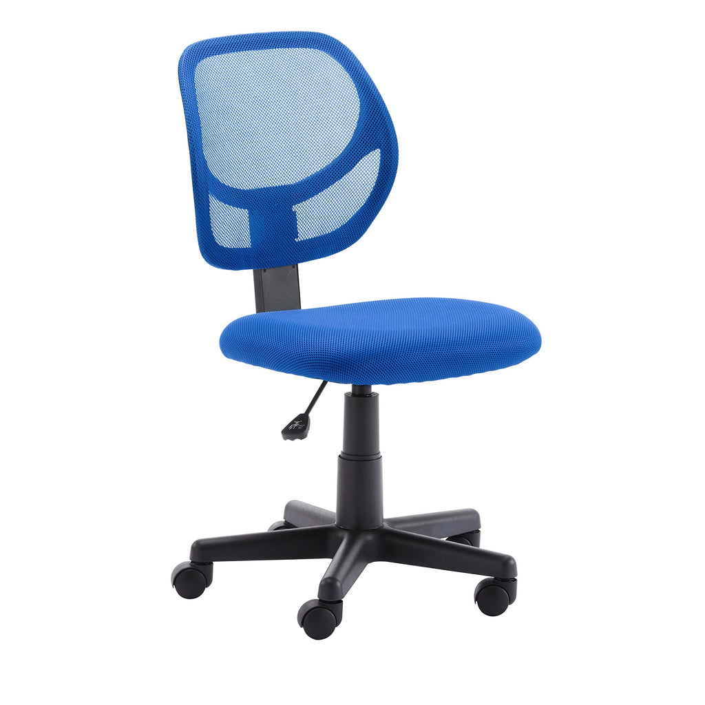 Low Back Office Chair, Breathable Mesh, Height Adjustable, Padded Seat, Rolling Wheels, Swivel, Blue, 21.25" D x 22.5" W x 38" H