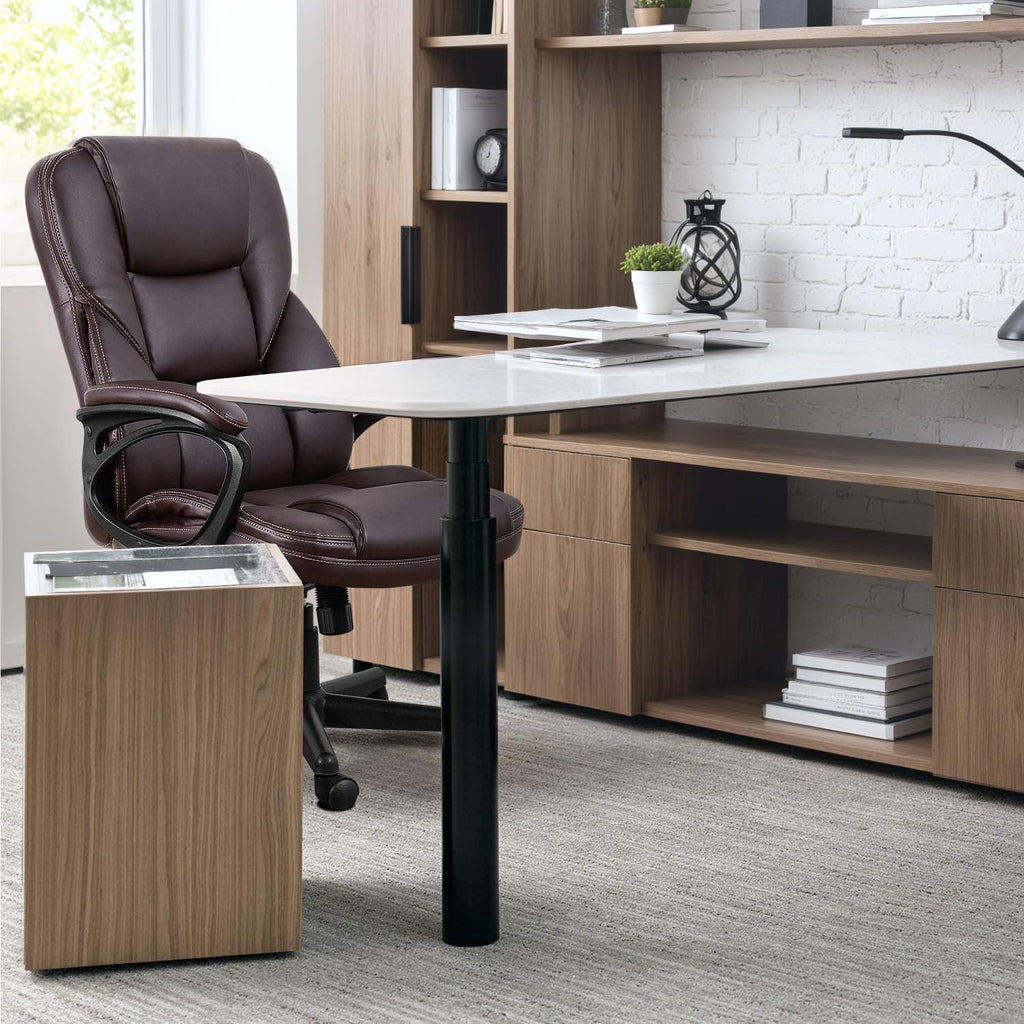 (2, Brown) Office Executive Chair High Back Adjustable Managerial Home Desk Chair, Swivel Computer PU Leather Chair with Lumbar Support