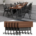 Conference Room Tables White,Folding Rectangular Flip Top Conference Table with Wheels for Large Meeting Seminar Home Office Classr (4, Little Walnut, 47.2 * 15.7in)