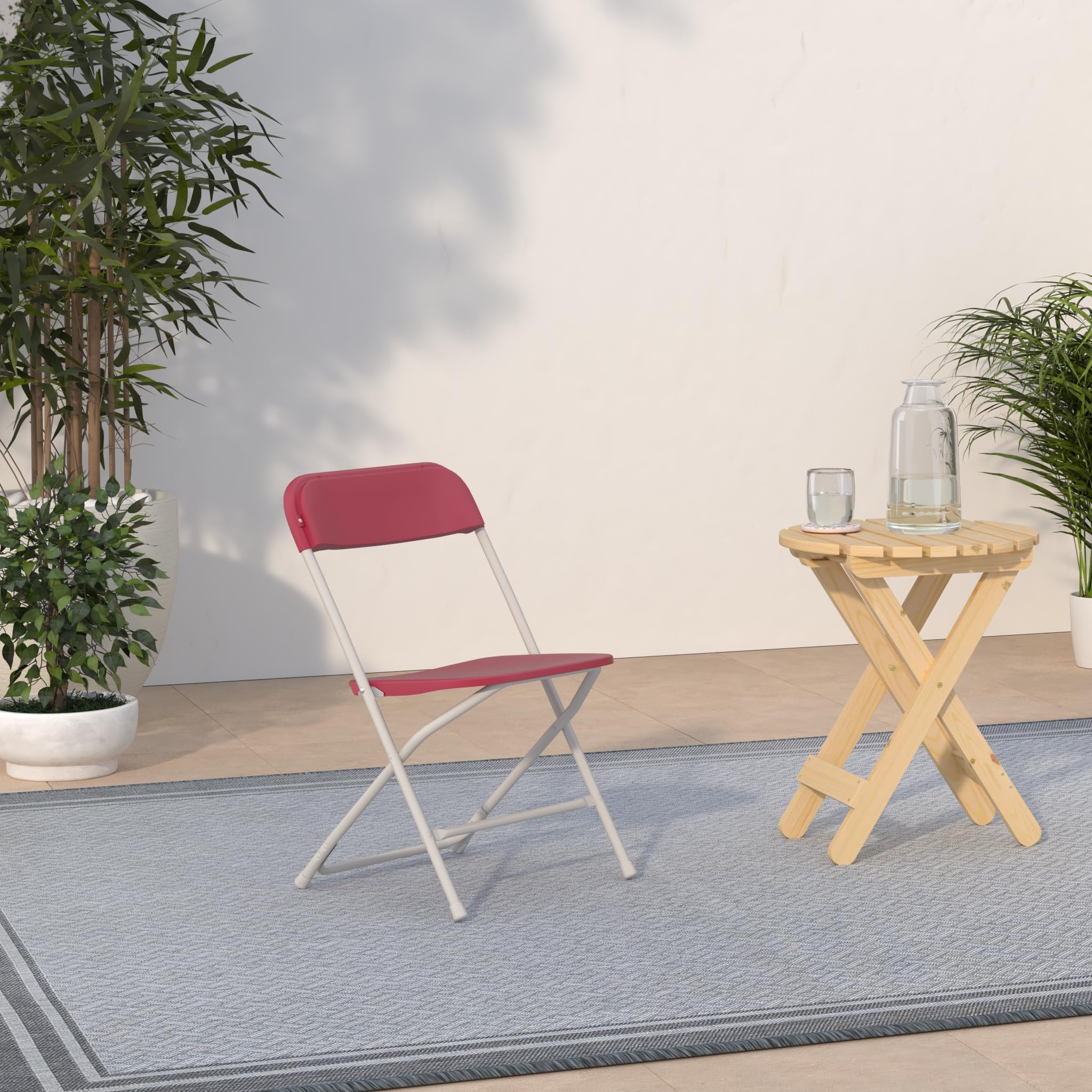Hercules Series Plastic Folding Chair - Red - 650LB Weight Capacity Comfortable Event Chair - Lightweight Folding Chair