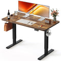 48 x 24 Inchs Electric Standing Desk, Height Adjustable, Sit Stand Up, Computer Office Desk with Splice Board, Black Frame/Rustic Brown Top