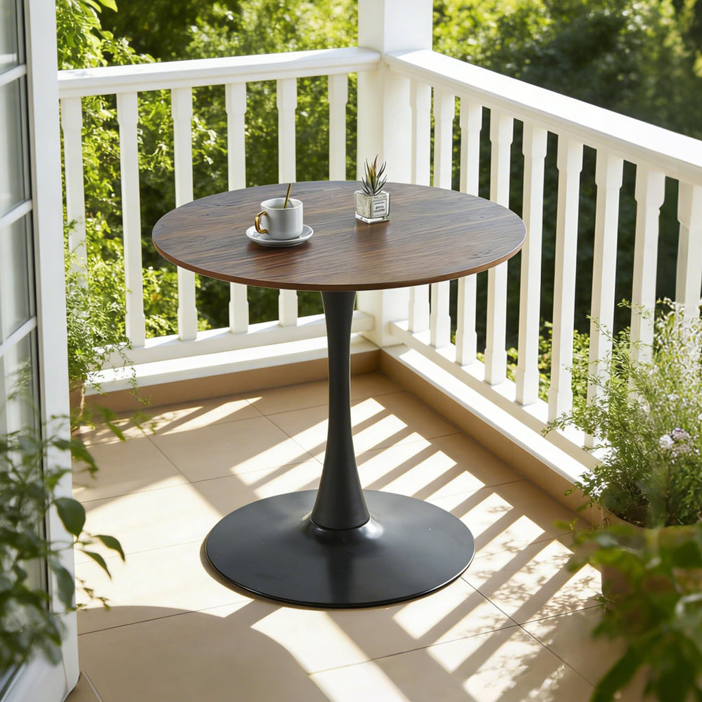 Round Tulip Dining Table, 31.5" Circle Tulip Table with Thickened Tabletop & Metal Pedestal, Mid Century Modern Bistro Table for Kitchen, Small Places, Living Room