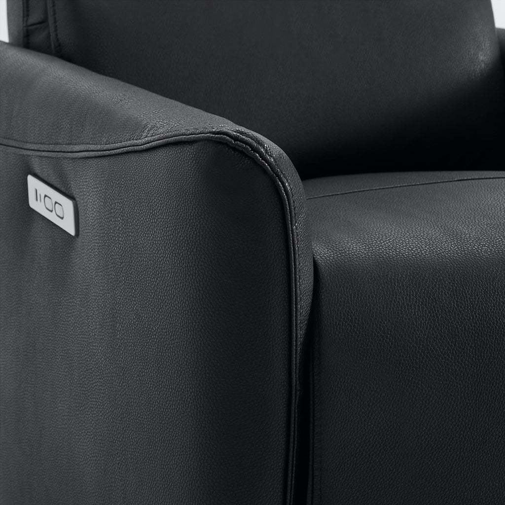 Power Recliner Chair Swivel Glider, FSC Certified Upholstered Faux Leather Living Room Nursery Reclining Sofa Chair with Lumbar Support, Black