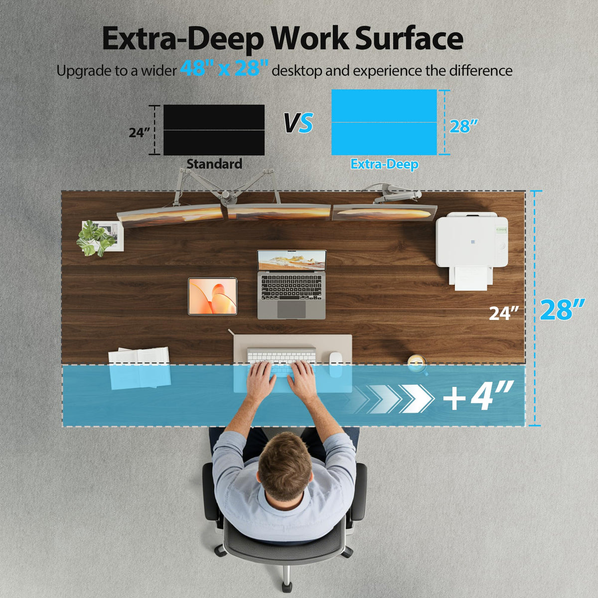 63*28 Inch Height Adjustable Electric Standing Desk, Dark Walnut