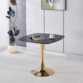 31.5" Square Tulip Dining Table, Mid-Century Tulip Table Kitchen Tulip Dining Table 2-4 People with MDF Table Top &Metal Base for Office Living Room