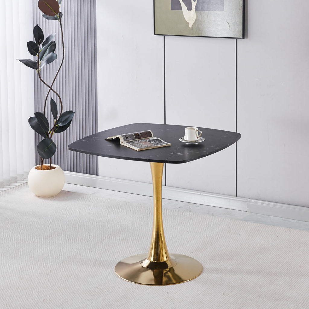 31.5" Square Tulip Dining Table, Mid-Century Tulip Table Kitchen Tulip Dining Table 2-4 People with MDF Table Top &Metal Base for Office Living Room