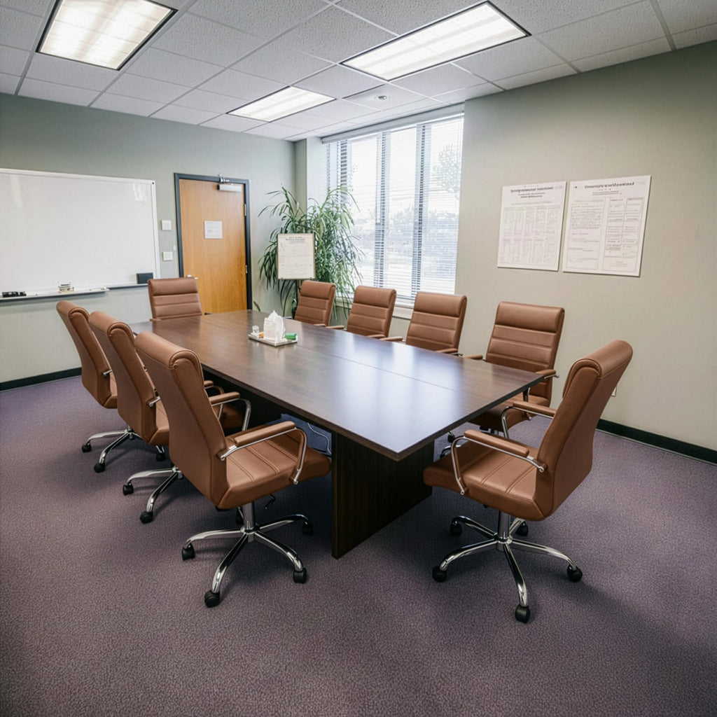 Modern Office Desk Chair, Conference Room Chairs, High Back Ergonomic Home ofiice Chair, Adjustable Height Swivel Executive Computer Chair with Padded Seat and Armrest (Brown)