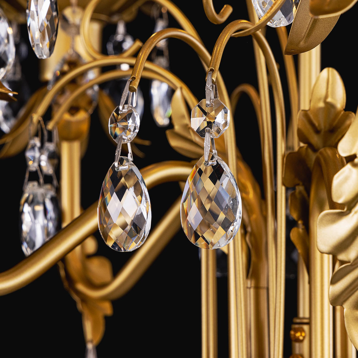 Gold Crystal Floor Lamp, Tall Vintage Standing Living Room Lamp